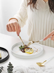 Marbled Ceramic Steak Dinner Plate